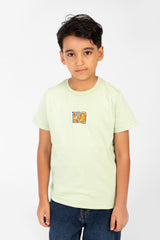 Boy's Front And Back No Print T-shirt With Short Sleeves And A Round Neck