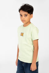 Boy's Front And Back No Print T-shirt With Short Sleeves And A Round Neck