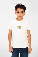Boy's Front And Back No Print T-shirt With Short Sleeves And A Round Neck