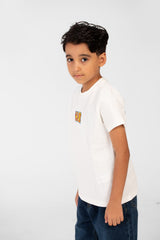 Boy's Front And Back No Print T-shirt With Short Sleeves And A Round Neck