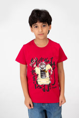 Boy's Front Print Short Sleeve T-shirt