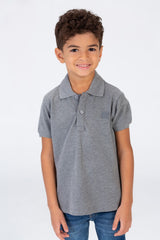 Boys Plain Polo T-shirt With Short Sleeves And Tomato Badge On The Front