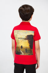 Boys Polo T-shirt With Short Sleeves And A Distinctive Back Print