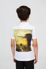 Boys Polo T-shirt With Short Sleeves And A Distinctive Back Print