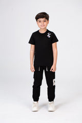 Boys Round Neck Short Sleeves T-shirt With A And With A Rabbit Print On The Front