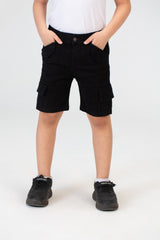 Boys Gabardine Shorts With Basic Details And A Tomato Patch On The Back
