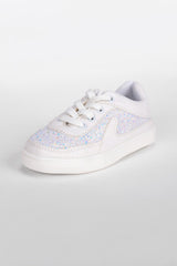 Girl's Flat Sole Faux Leather Sequins Multi Color Sneaker