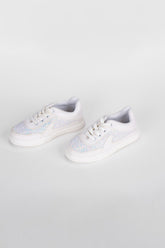 Girl's Flat Sole Faux Leather Sequins Multi Color Sneaker