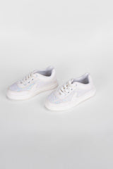 Girl's Flat Sole Faux Leather Sequins Multi Color Sneaker