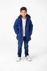 Boy's Basic Waterproof Jacket With Fur Hood