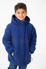Boy's Basic Waterproof Jacket With Fur Hood