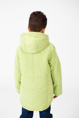Boy's Basic Waterproof Jacket With Fur Hood