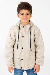 جاكيت مقاوم للماء للأولاد مع غطاء رأس وجيوب أمامية