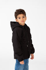 Boy's Waterproof Jacket With Hood And Front Pockets