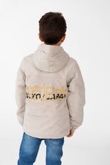 Boy's Waterproof Jacket With Hood And Front Pockets