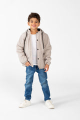 Boy's Waterproof Jacket With Hood And Front Pockets
