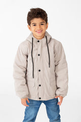 Boy's Waterproof Jacket With Hood And Front Pockets