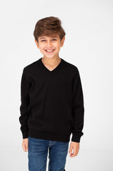 Boy's Basic Classic V Neck Pullover With Long Sleeves