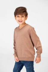 Boy's Basic Classic V Neck Pullover With Long Sleeves
