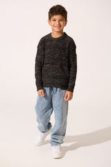 Boy's Tomato Slim Fit Jakar Cotton Crew Neck Pullover