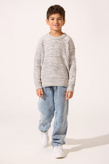 Boy's Tomato Slim Fit Jakar Cotton Crew Neck Pullover