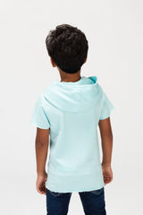 Boys Round Basic T-shirt With Short Sleeves And A Capishu In Comfortable Summer Material