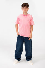 Boy's Basic Crew Neck Washed T-Shirt