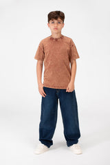 Boy's Basic Crew Neck Washed T-Shirt
