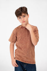 Boy's Basic Crew Neck Washed T-Shirt