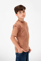 Boy's Basic Crew Neck Washed T-Shirt
