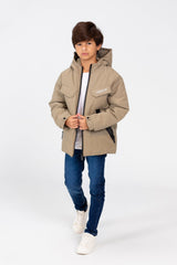 Boy's Waterproof Puffer Jacket With Front Pockets And Long Sleeves