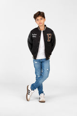 Boy's Melton Jacket With Waterproof Sleeves And Front Print