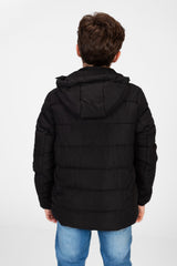 جاكيت مبطن بغطاء رأس مقاوم للماء للأولاد بسحاب أمامي