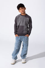 Boy's Slim Fit Cotton Round Neck Long Sleeves Pullover In Breathable Fabric