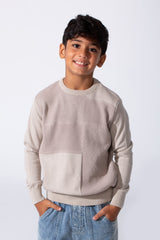 Boy's Slim Fit Cotton Round Neck Long Sleeves Pullover In Breathable Fabric
