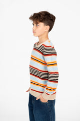 Boy's Striped Crew Neck Long Sleeve Pullover Sweater