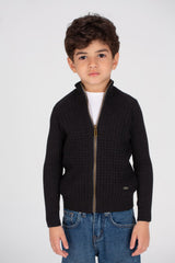 Boy's SlimFit Full Zipper Padded Basic Wool Pullover With Unique Style