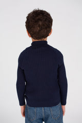 Boy's SlimFit Full Zipper Padded Basic Wool Pullover With Unique Style