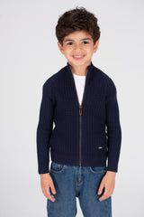 Boy's SlimFit Full Zipper Padded Basic Wool Pullover With Unique Style
