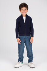 Boy's SlimFit Full Zipper Padded Basic Wool Pullover With Unique Style