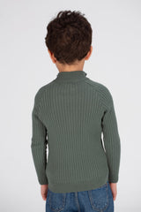 Boy's SlimFit Full Zipper Padded Basic Wool Pullover With Unique Style