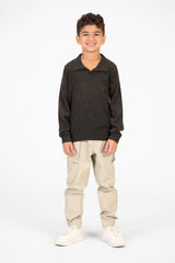 Boy's Cotton Long sleeves Polo Pullover Sweater