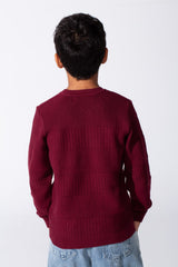 Boy's Slim Fit Cotton Pullover With Long Sleeves And A Round Neck