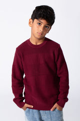 Boy's Slim Fit Cotton Pullover With Long Sleeves And A Round Neck
