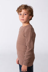Boy's Slim Fit Cotton Pullover With Long Sleeves And A Round Neck