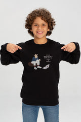 Boy's Padded Hooded Full Zipper Made Of Soft Melton Front&Back Printed Sweatshirt