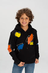 Boy's Slim Fit Hooded Melton Padded Full Back&Front Printed Hoodie Sweatshirt