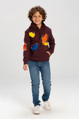 Boy's Slim Fit Hooded Melton Padded Full Back&Front Printed Hoodie Sweatshirt
