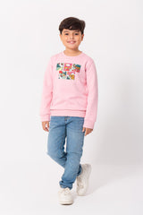 Boy's Rounded Neck Padded With Unqiue Modern Front & Back Design Sweatshirt