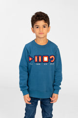 Boy's Round Neck Sweatshirt With A Print On The Front